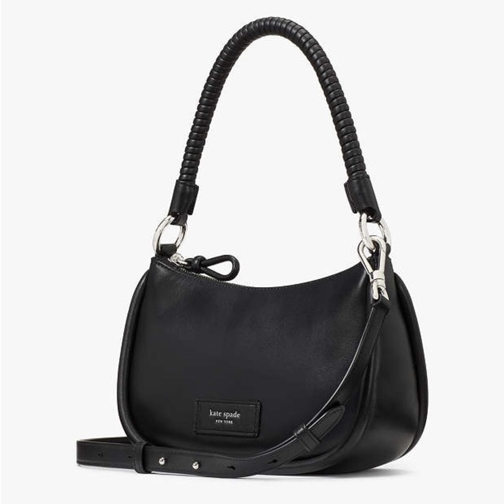🔥🔥🔥Kate Spade Black Leather Loop Shoulder Bag Crossbody Bag